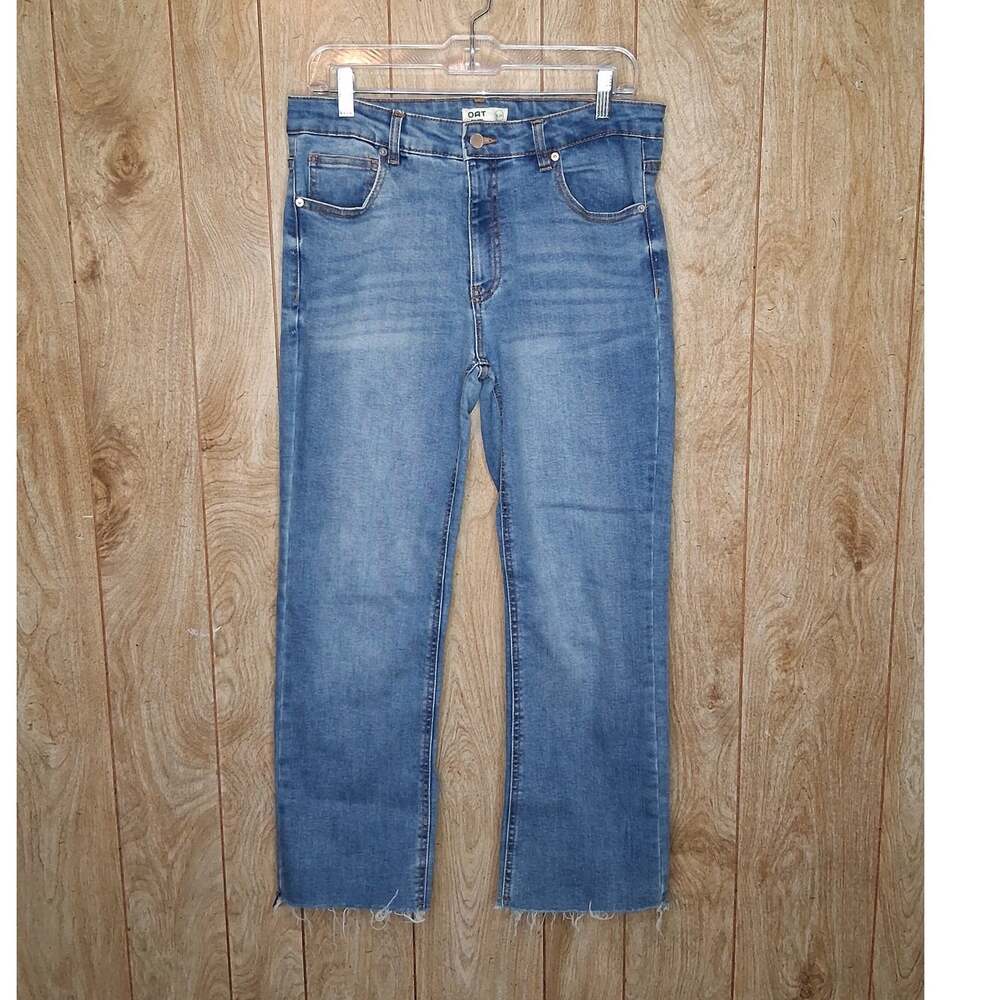 Ladies Oat New York Denim Cropped Jeans Straight Leg Frayed Hem Size 8/29